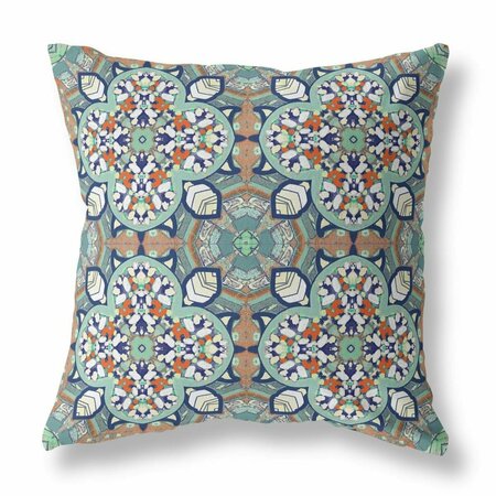 PALACEDESIGNS 16 in. Cloverleaf Indoor & Outdoor Throw Pillow Green & Muted Orange PA3104874